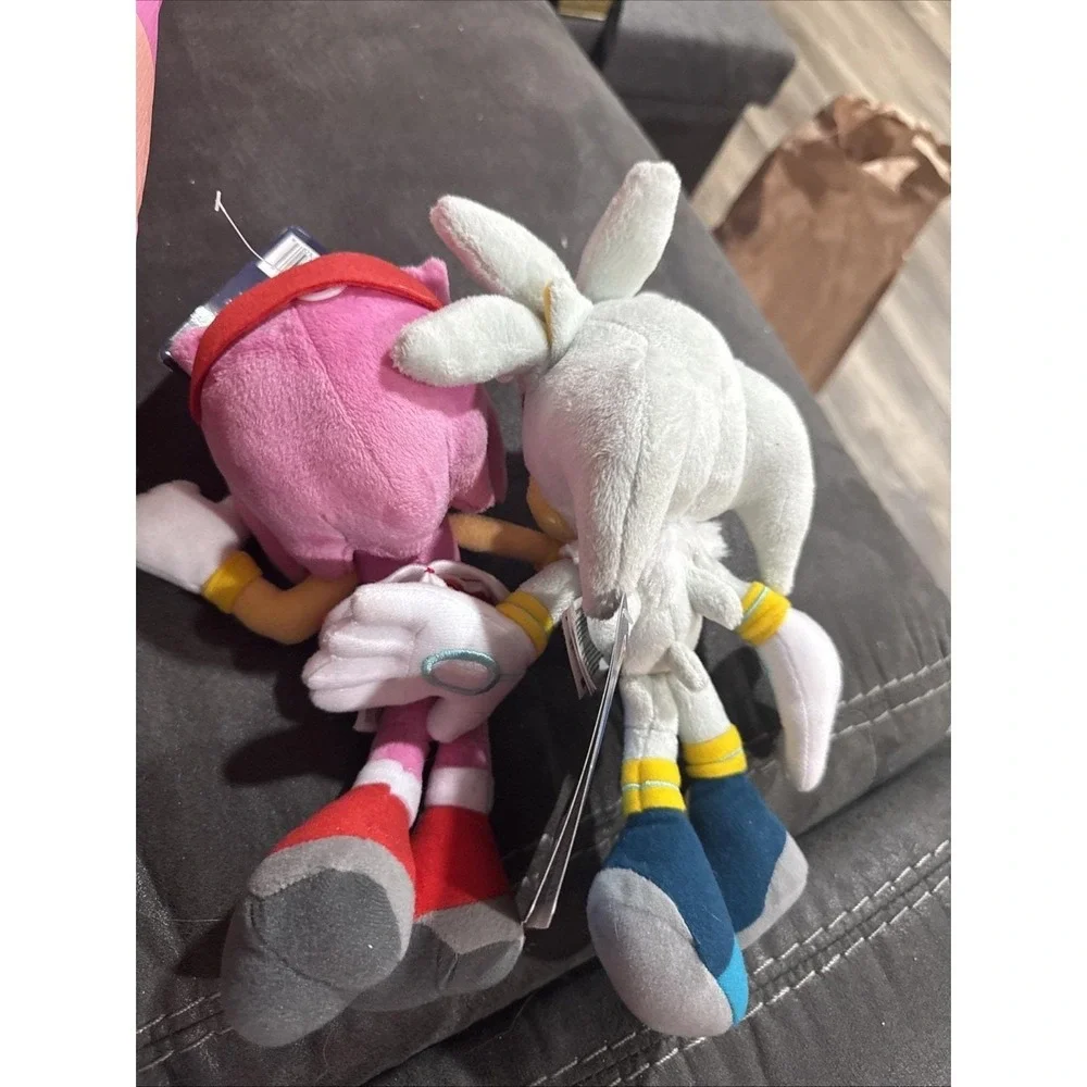 TOMY Sonic The‎ Hedgehog - Silver & Amy Rose Plush 8